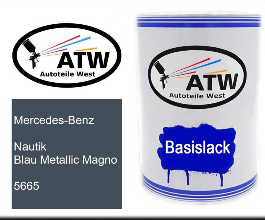 Mercedes-Benz, Nautik Blau Metallic Magno, 5665: 500ml Lackdose, von ATW Autoteile West.